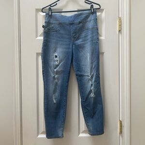 Rock & Republic Distressed Denim Rx Pull On Slimming Jeans, Size 8